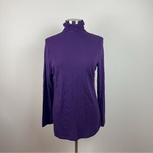 Caslon Solid Purple Long Sleeve Turtleneck Top Women XL Lightweight Casual